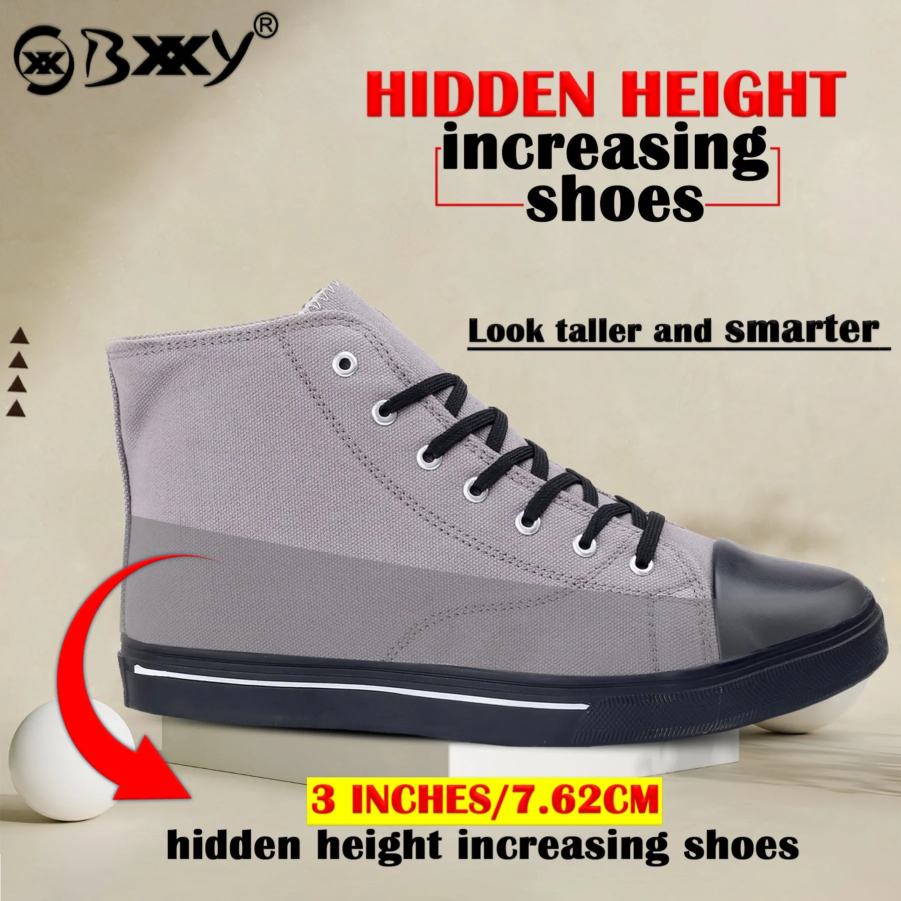 3 Inches Hidden Height Increasing Classic Canvas Elevator Shoes