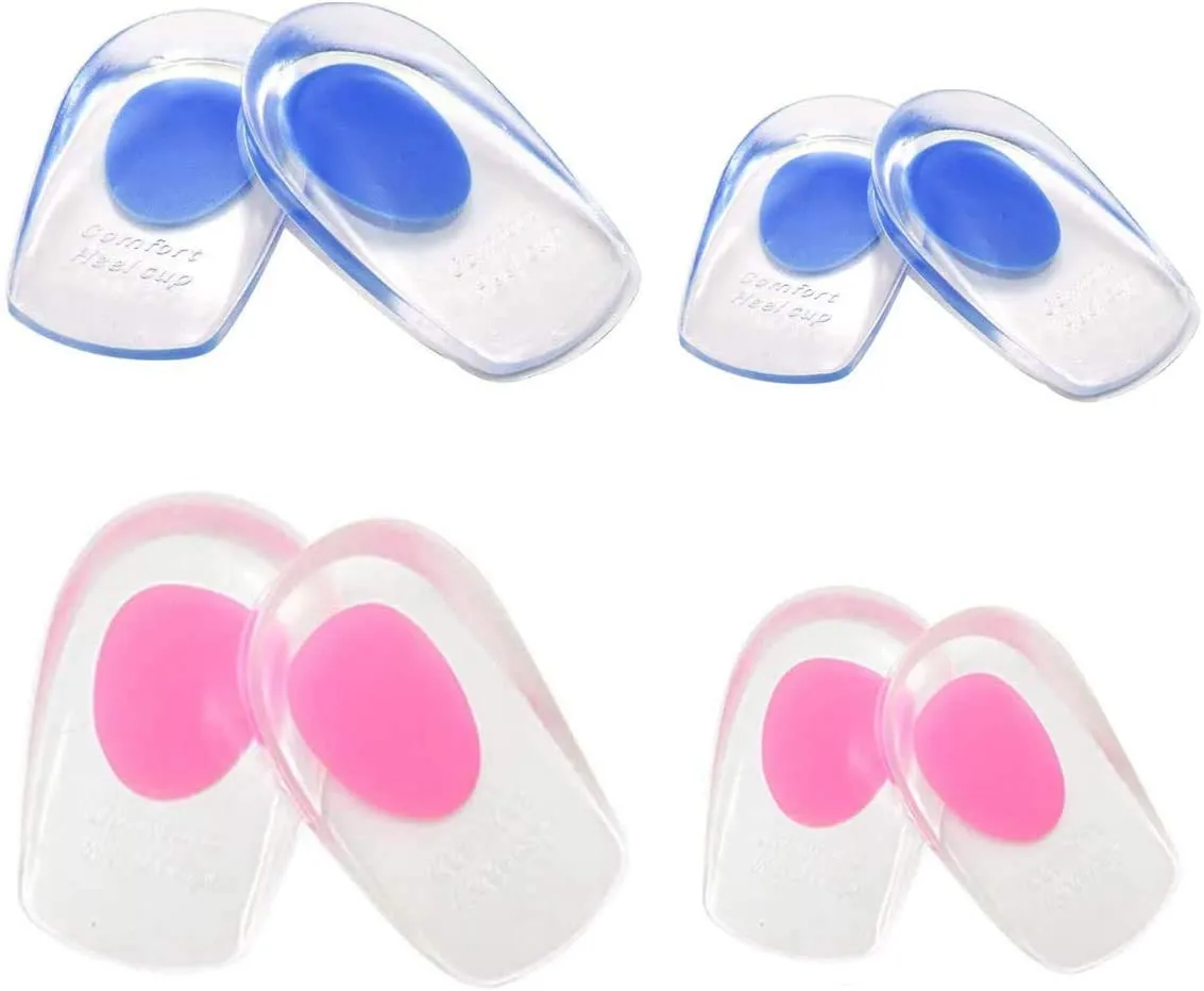 4 Pairs of Gel Heel Pads,Yueser Silicone Heel Cup Pad Heel Support Pad Ease Heel Spur and Achilles Pain---UK 3.0-11