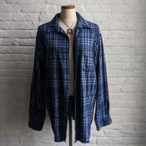 90s Vintage Grunge Fairy Flannel Minimalist Boyfriend Oversize Earthy Plaid Top