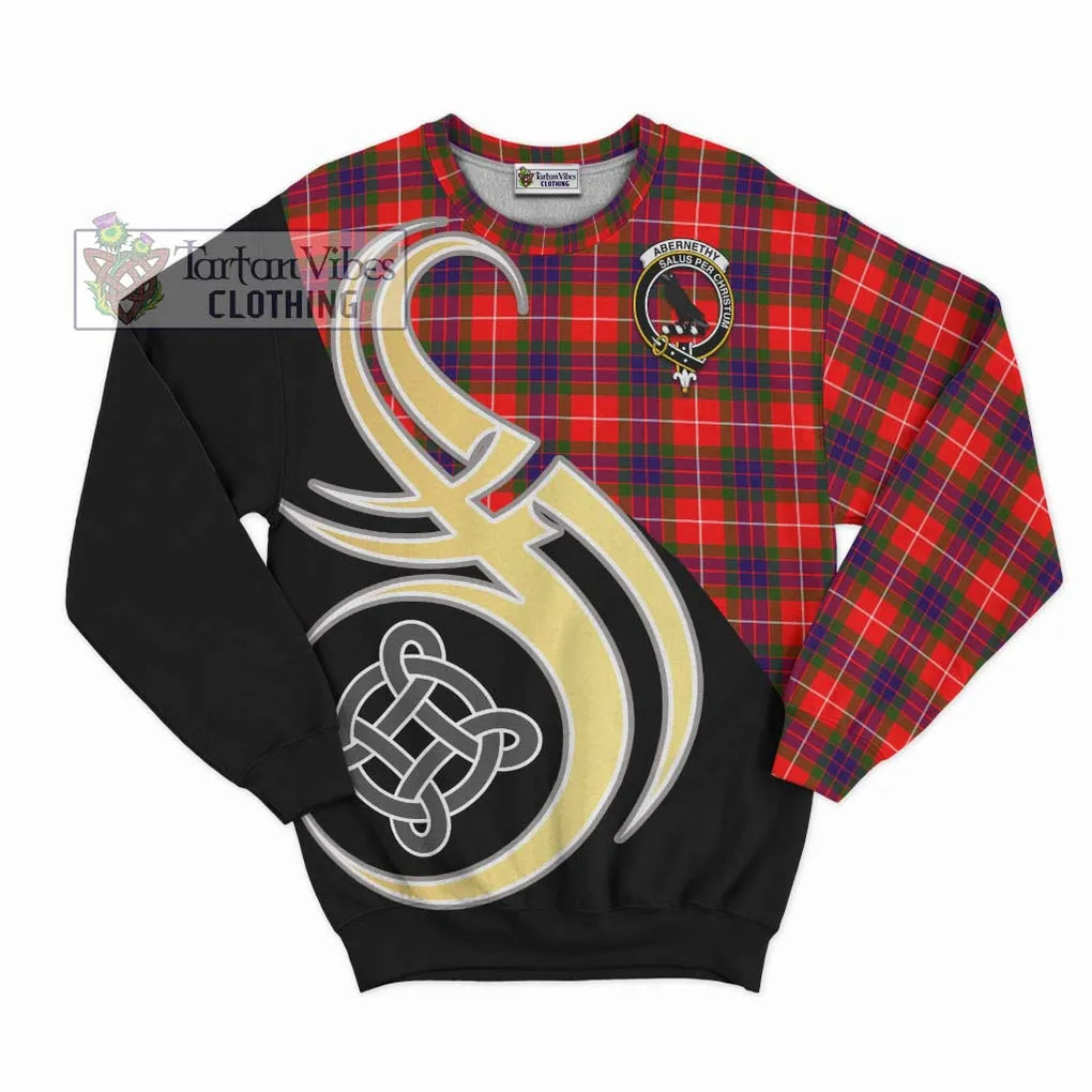 Abernethy Tartan Sweatshirt with Family Crest and Celtic Symbol Style