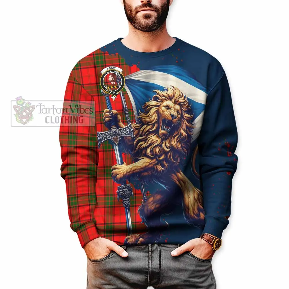 Adair Tartan Family Crest Sweatshirt with Scottish Majestic Lion