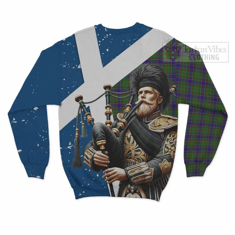 Adam Tartan Sweatshirt with Family Crest Scottish Bagpiper Vibes