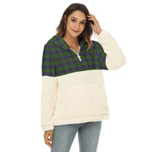 Adam Tartan Women's Borg Fleece Hoodie With Half Zip