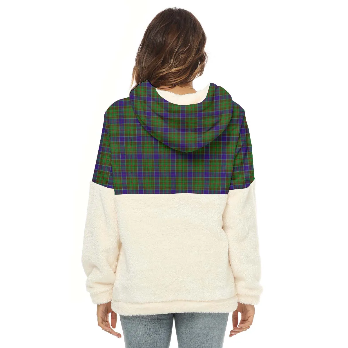 Adam Tartan Women's Borg Fleece Hoodie With Half Zip