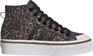 Adidas Wmns Nizza Platform Mid 'Leopard' Sneakers, Black