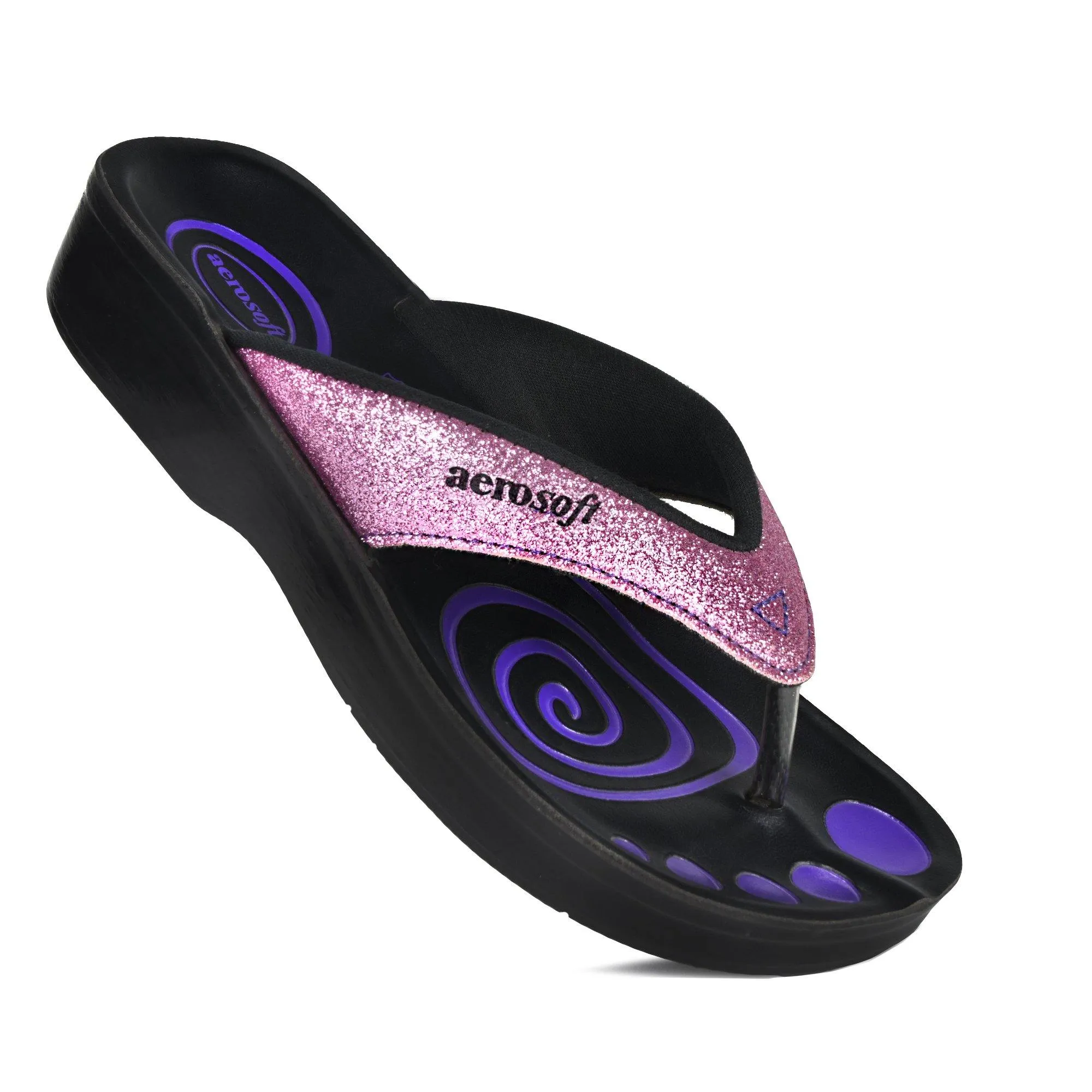 Aerosoft - Glitter A0825 Thong Beach Wear - Summer Arch Support Flip Flops for Women