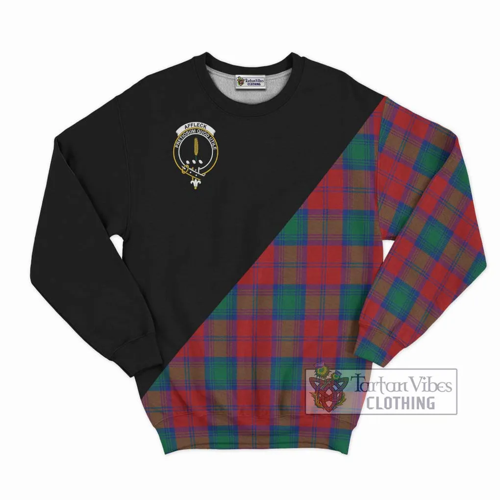 Affleck Tartan Sweatshirt with Family Crest and Military Logo Style