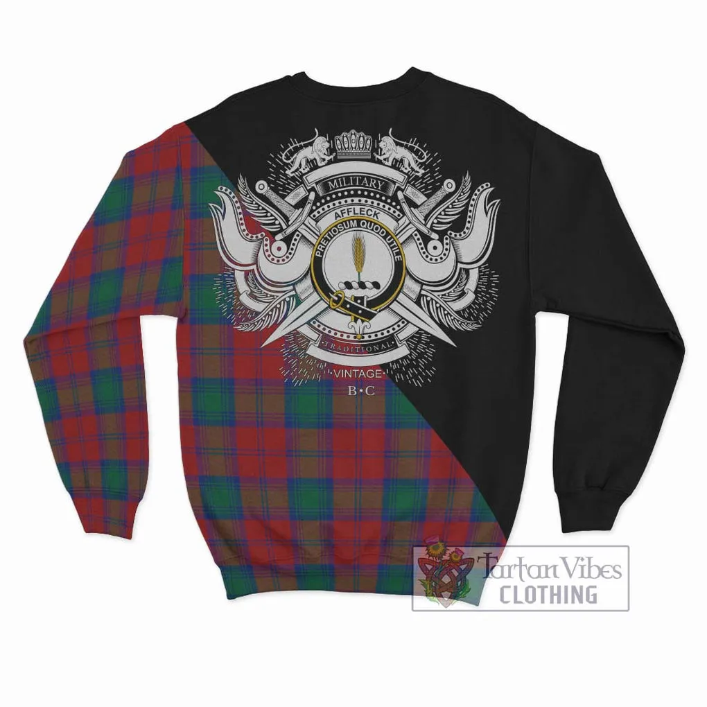 Affleck Tartan Sweatshirt with Family Crest and Military Logo Style