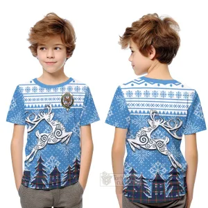 Agnew Clan Christmas Kid T-Shirt Celtic Reindeer Style