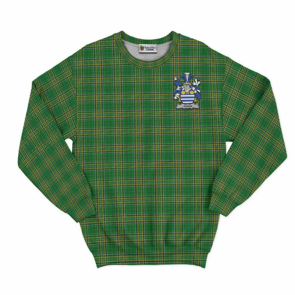 Aiken Irish Clan Tartan Sweatshirt with Coat of Arms