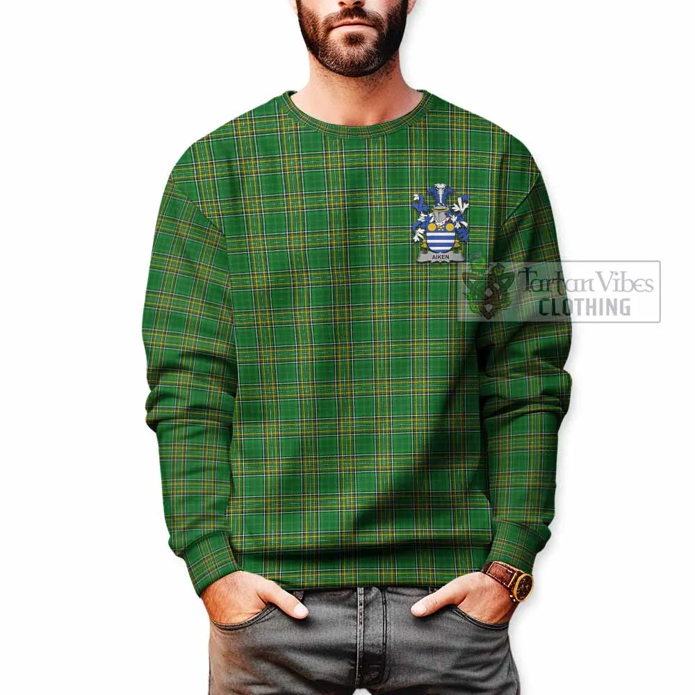 Aiken Irish Clan Tartan Sweatshirt with Coat of Arms