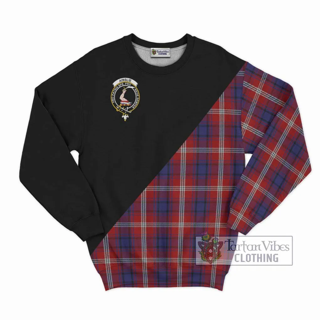 Ainslie Tartan Sweatshirt with Family Crest and Military Logo Style