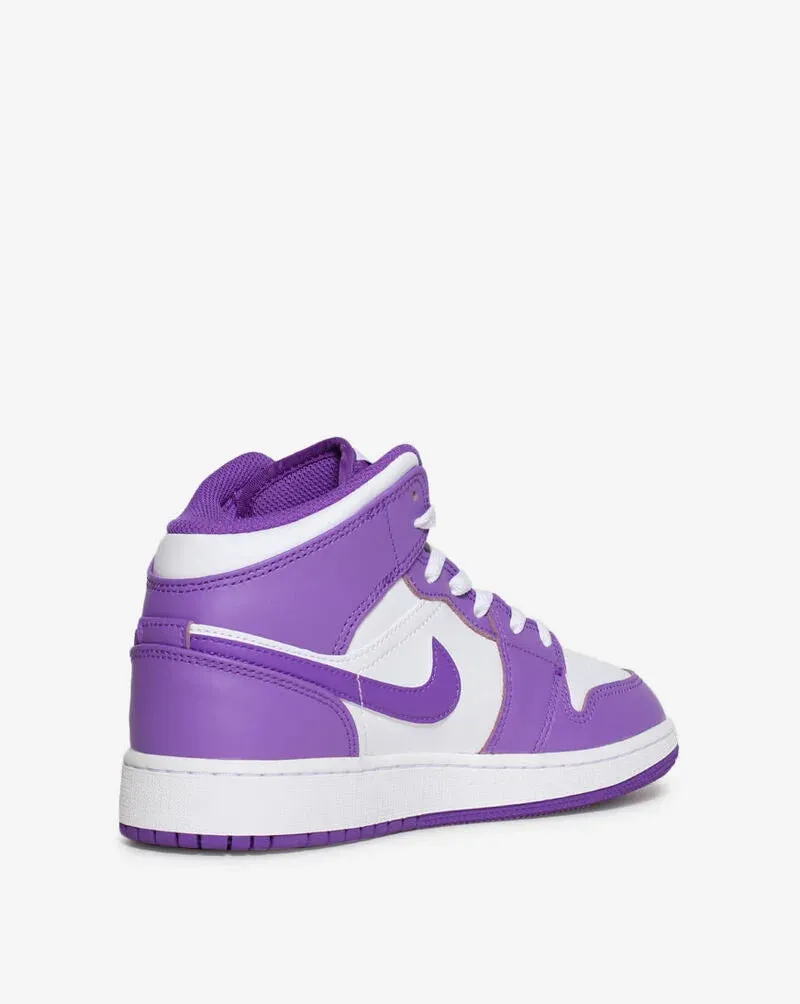 Air Jordan 1 Mid GS Purple Venom White Grade School Sizes DQ8423-511