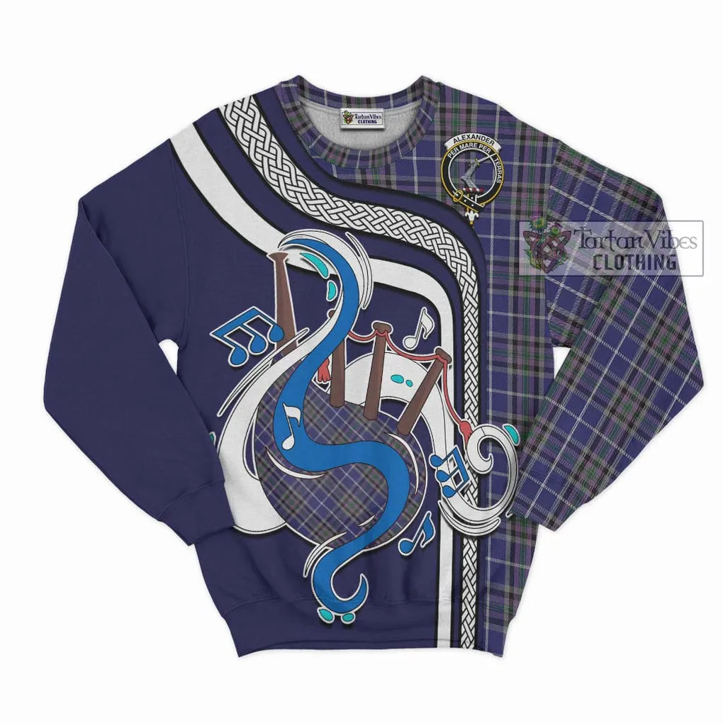 Alexander of Menstry Tartan Sweatshirt with Epic Bagpipe Style