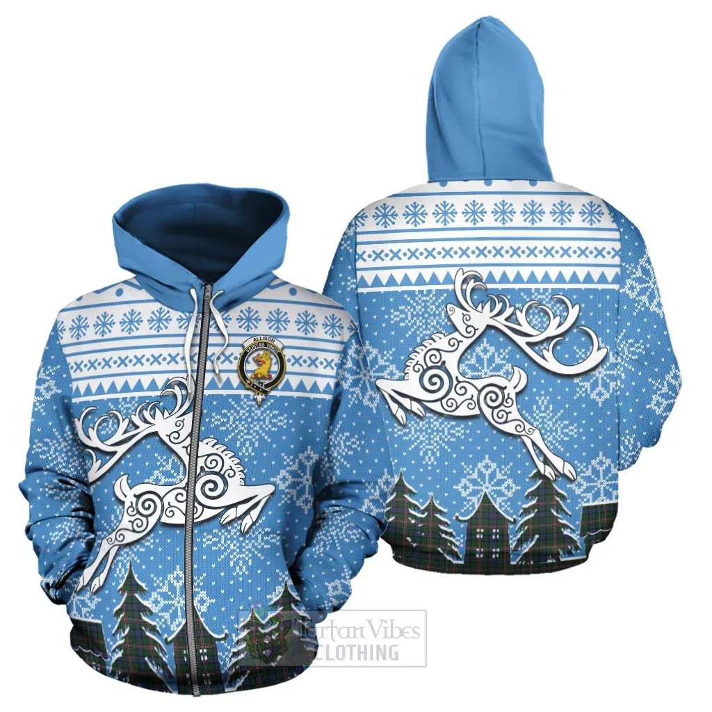 Allison Clan Christmas Hoodie Celtic Reindeer Style