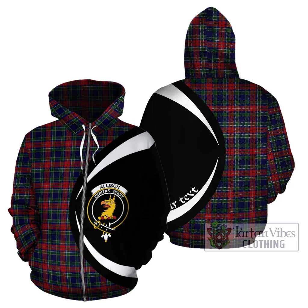 Allison Red Tartan Hoodie with Family Crest Circle Style