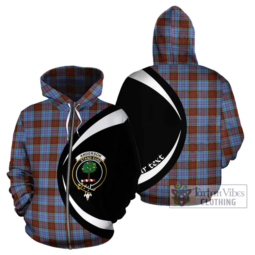 Anderson Modern Tartan Hoodie with Family Crest Circle Style