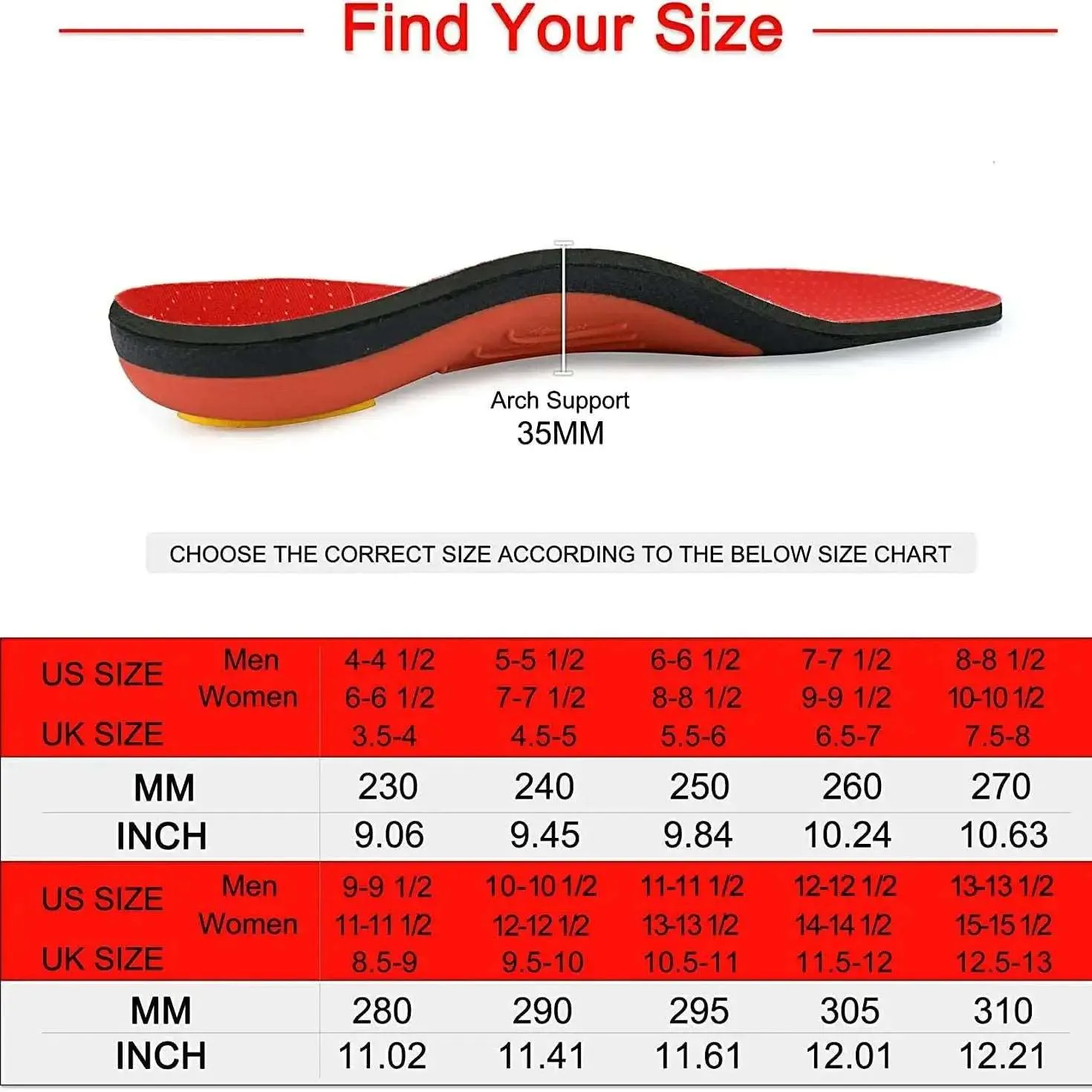 Arch Heavy Support Plantar Sport Orthopedic Insert Insole