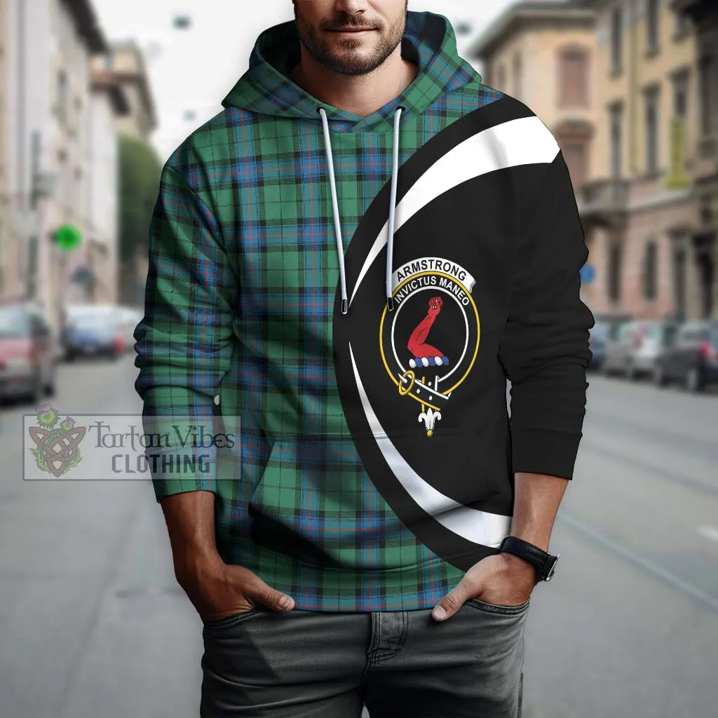 Armstrong Ancient Tartan Hoodie with Family Crest Circle Style