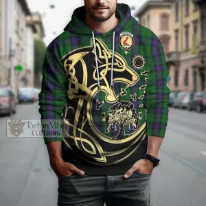 Armstrong Tartan Hoodie with Family Crest Celtic Wolf Style