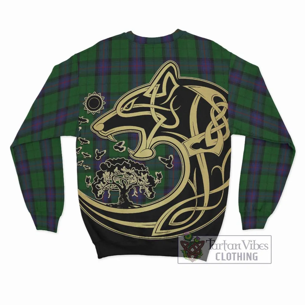 Armstrong Tartan Sweatshirt with Family Crest Celtic Wolf Style