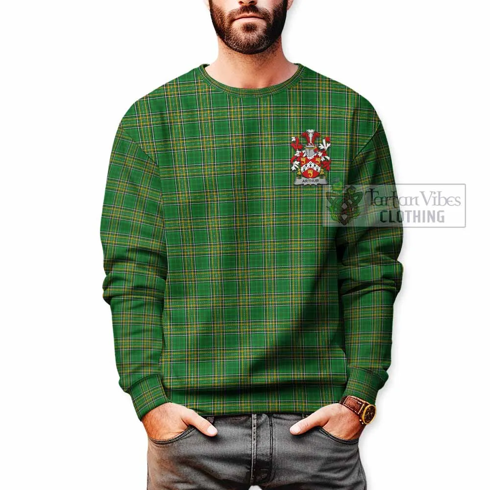 Arthur Irish Clan Tartan Sweatshirt with Coat of Arms