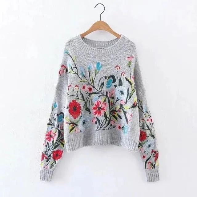 Artsy Fartsy Floral Embroidered Sweater