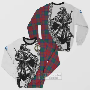 Auchinleck (Affleck) Tartan Clan Crest Sweatshirt with Highlander Warrior Celtic Style