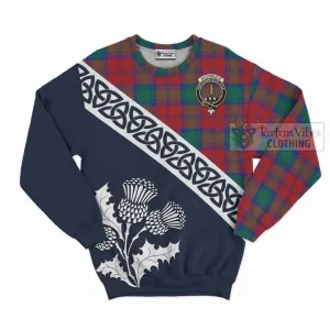 Auchinleck (Affleck) Tartan Sweatshirt Featuring Thistle and Scotland Map