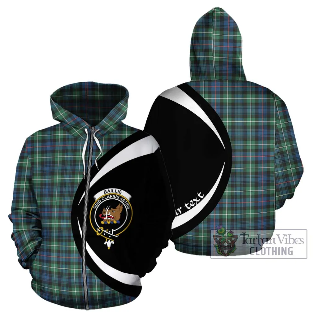 Baillie Ancient Tartan Hoodie with Family Crest Circle Style