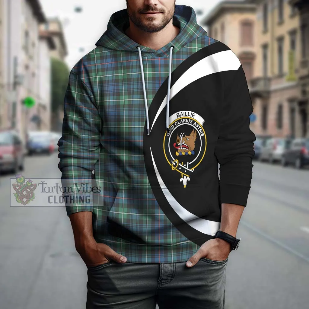 Baillie Ancient Tartan Hoodie with Family Crest Circle Style