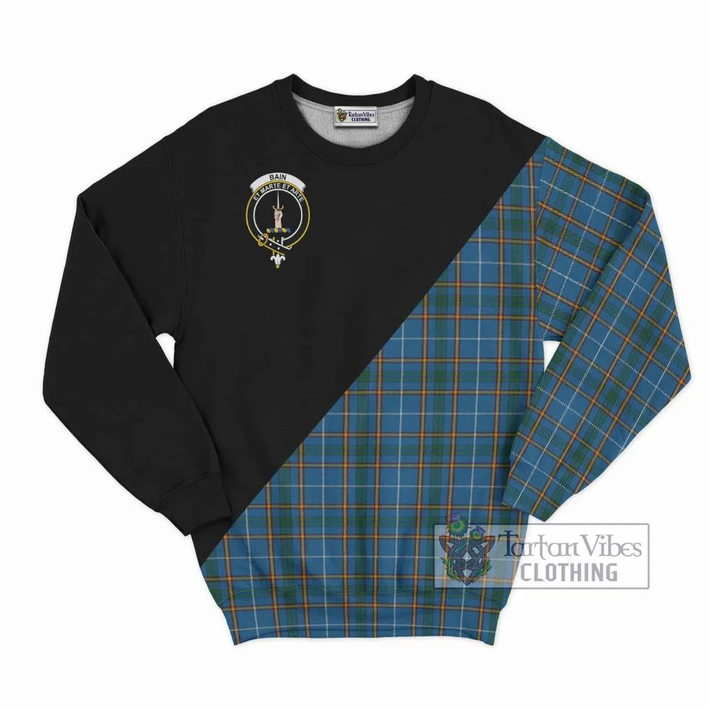 Bain Tartan Sweatshirt with Family Crest and Military Logo Style