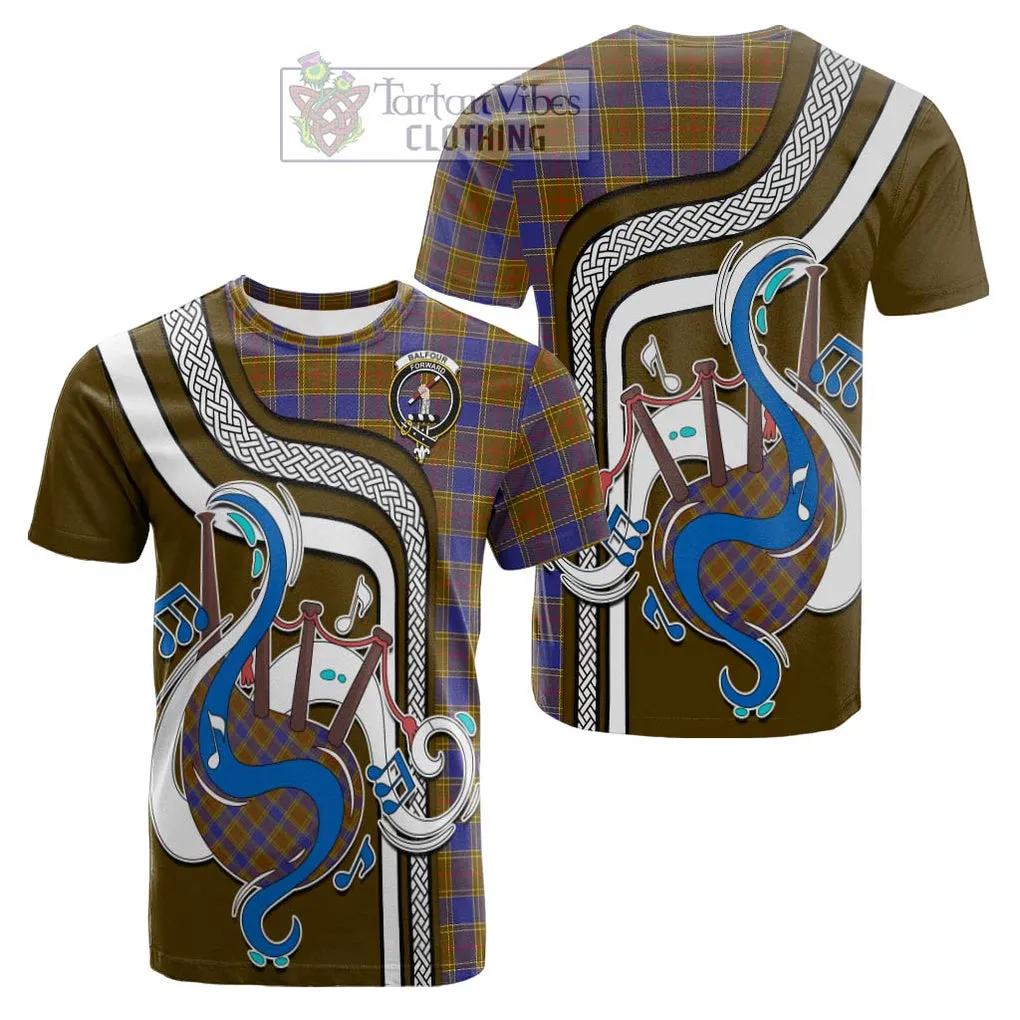 Balfour Tartan Cotton T-shirt with Epic Bagpipe Style