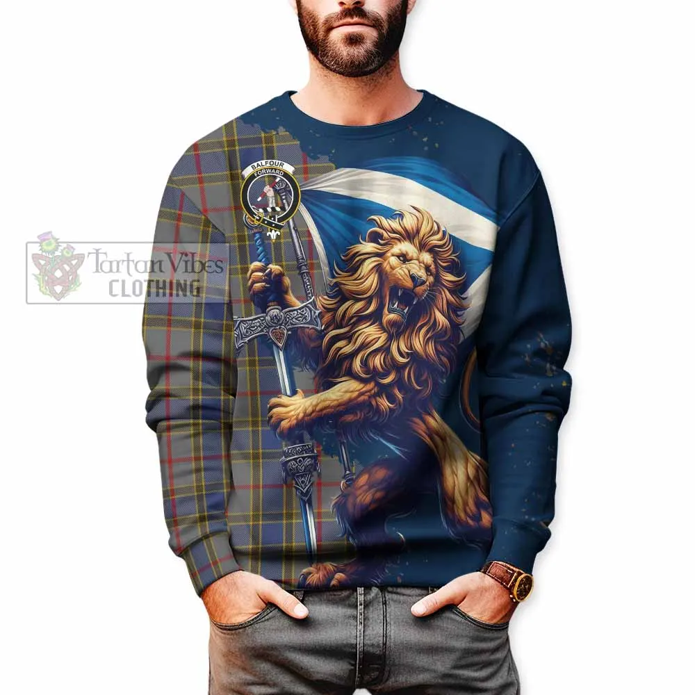 Balfour Tartan Family Crest Sweatshirt with Scottish Majestic Lion