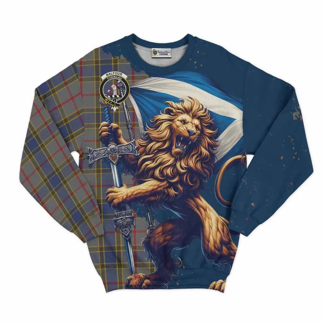 Balfour Tartan Family Crest Sweatshirt with Scottish Majestic Lion