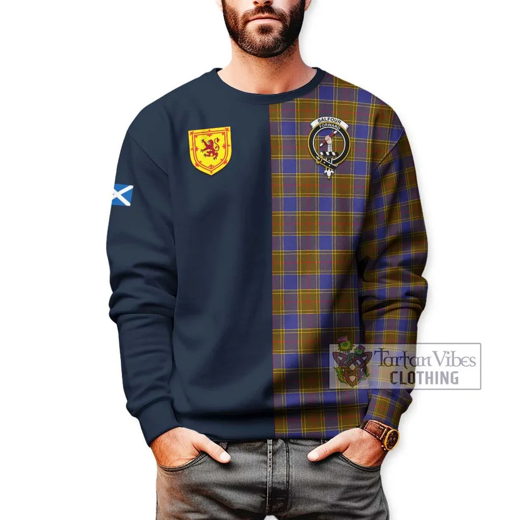 Balfour Tartan Sweatshirt Alba with Scottish Lion Royal Arm Half Style