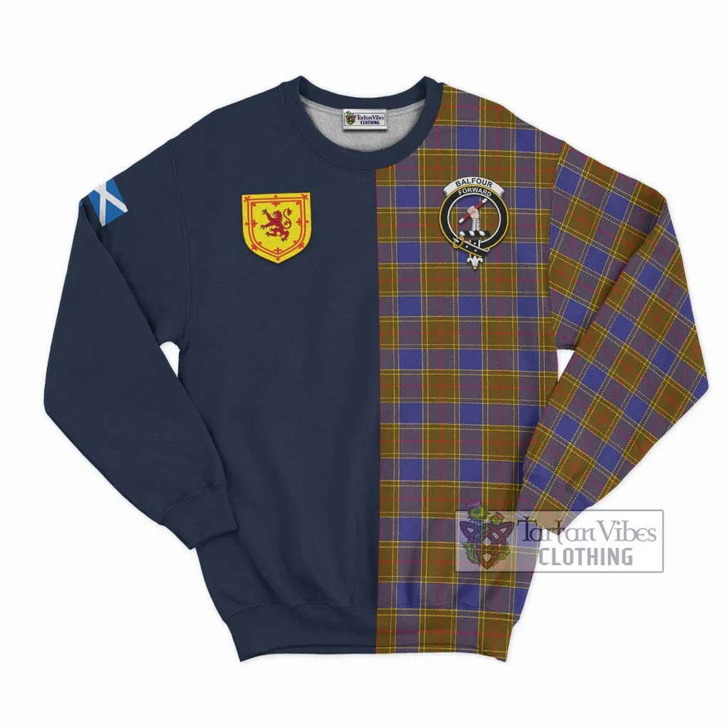 Balfour Tartan Sweatshirt Alba with Scottish Lion Royal Arm Half Style