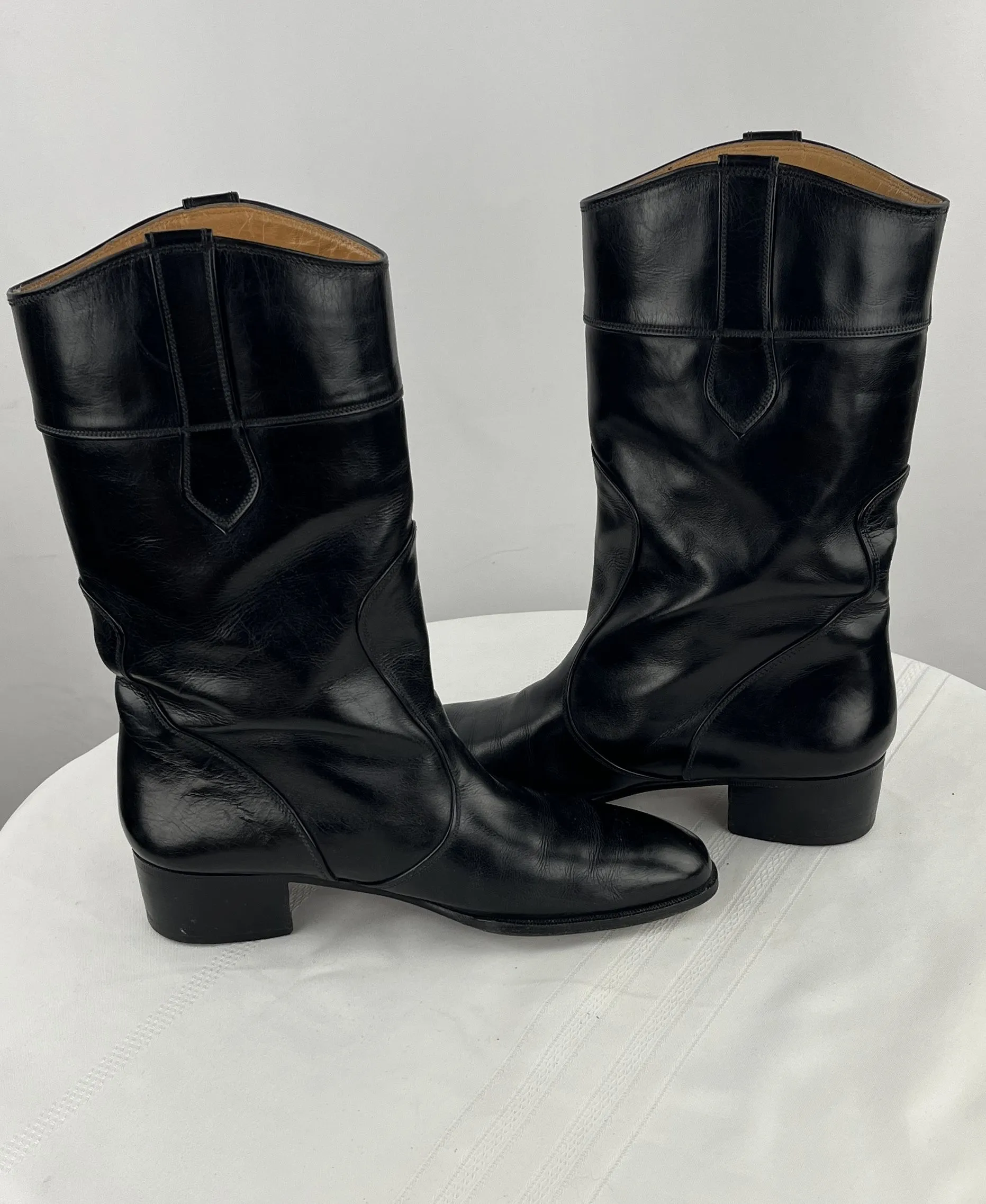 Bally Women's Black Italian Leather Pull On Boots Size 8M