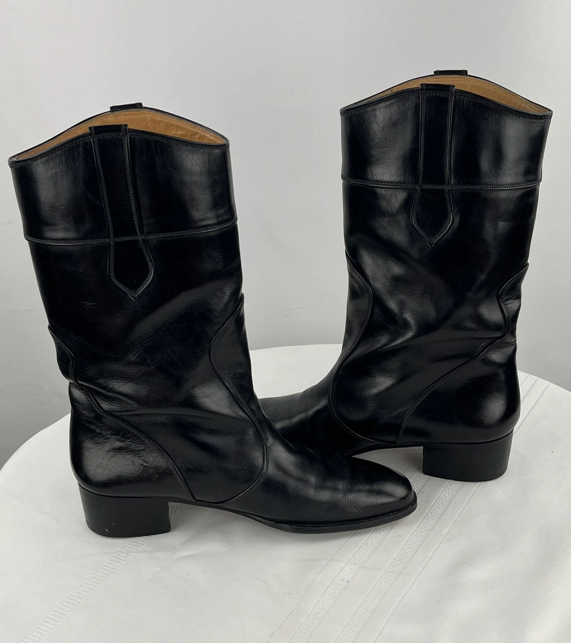 Bally Women's Black Italian Leather Pull On Boots Size 8M