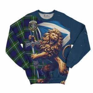 Bannerman Tartan Family Crest Sweatshirt with Scottish Majestic Lion