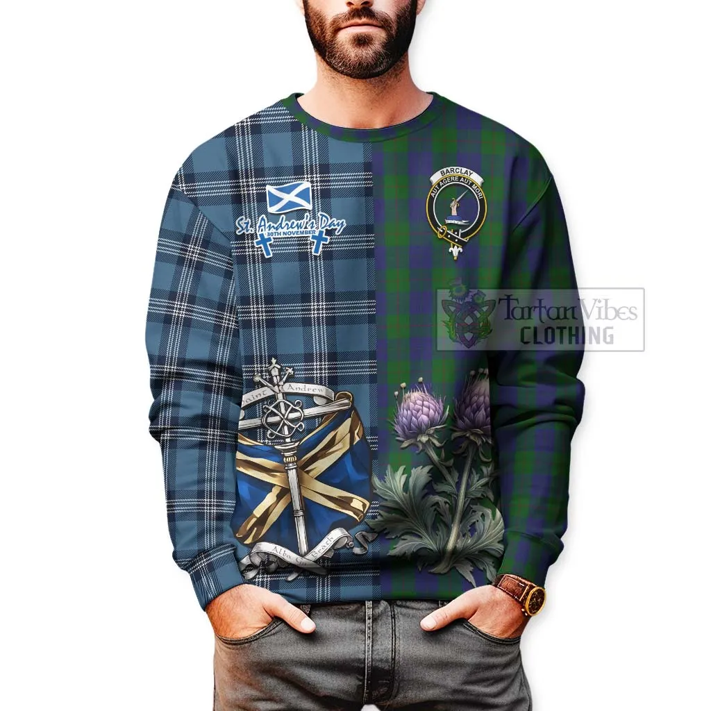 Barclay Tartan Sweatshirt Happy St. Andrew's Day Half Tartan Style