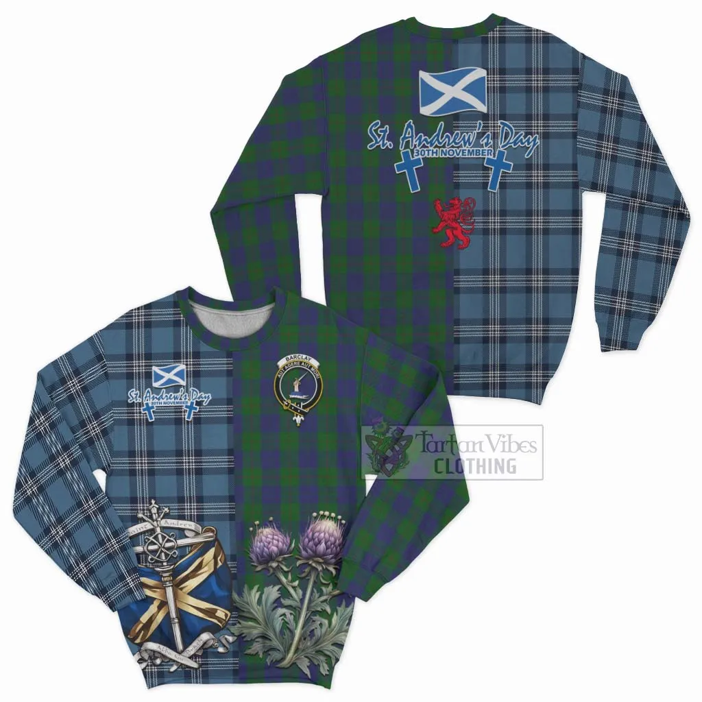 Barclay Tartan Sweatshirt Happy St. Andrew's Day Half Tartan Style