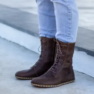 Barefoot Grounding Effect Crazy Classic Brown Leather Boots For Men