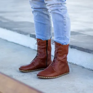 Barefoot Grounding Effect Tornado Brown Leather Boots For Men