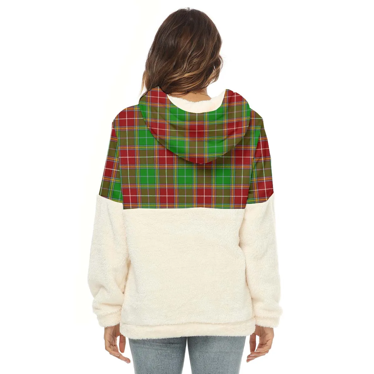 Baxter Modern Tartan Women's Borg Fleece Hoodie With Half Zip with Family Crest