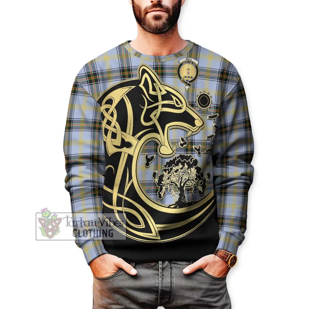 Bell Tartan Sweatshirt with Family Crest Celtic Wolf Style