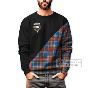 Bethune Tartan Sweatshirt with Family Crest and Military Logo Style