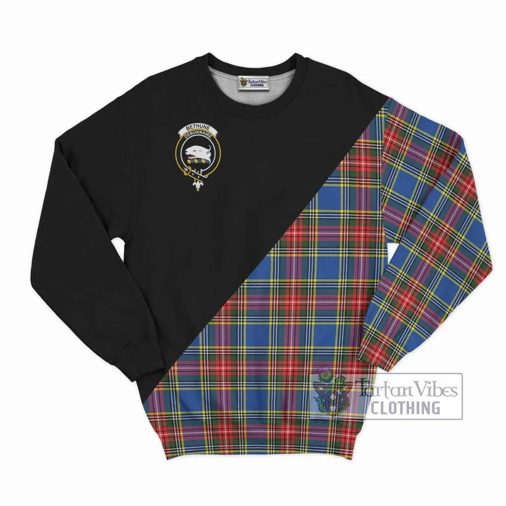 Bethune Tartan Sweatshirt with Family Crest and Military Logo Style