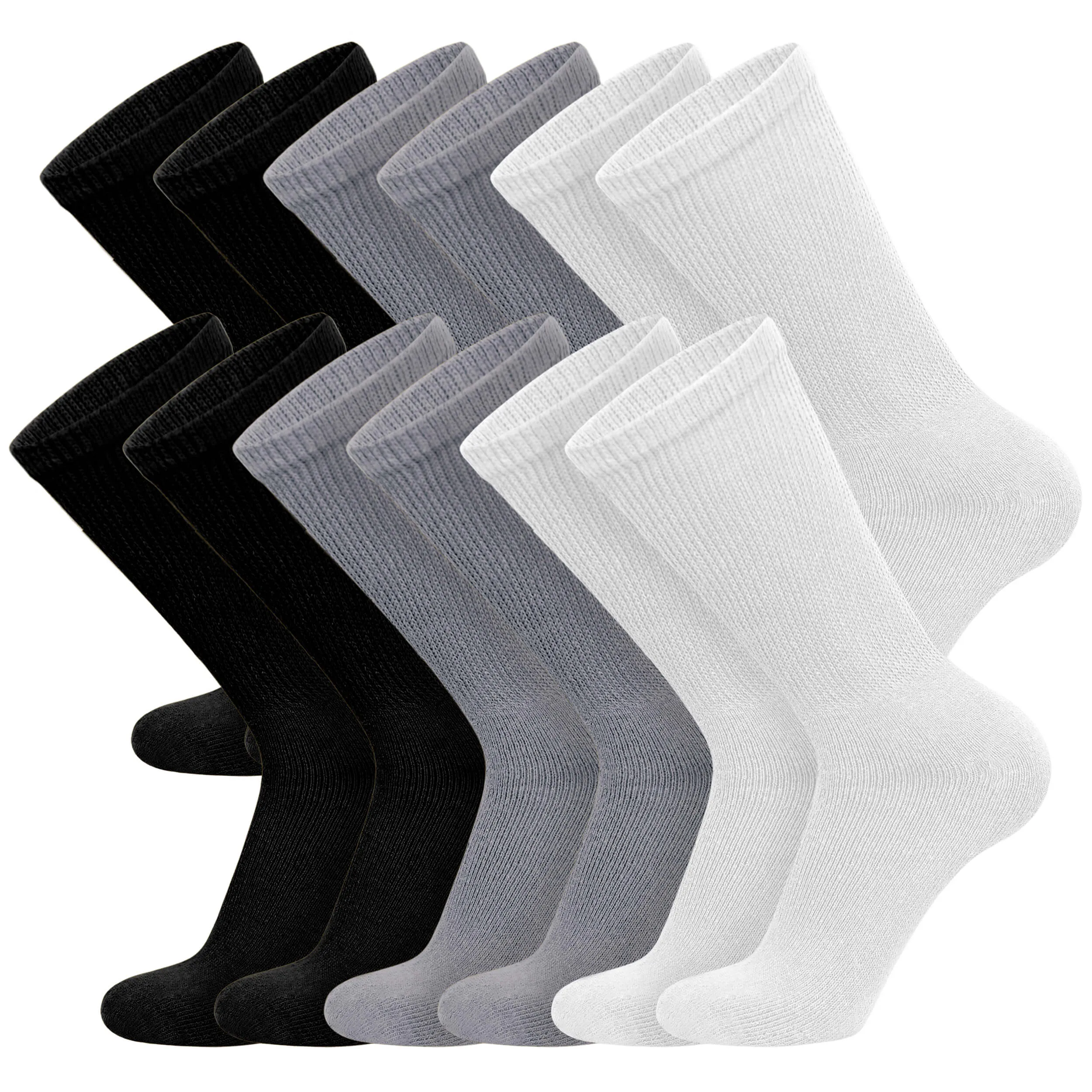 Big and Tall Diabetic Cotton Neuropathy Crew Socks, Size 13-16