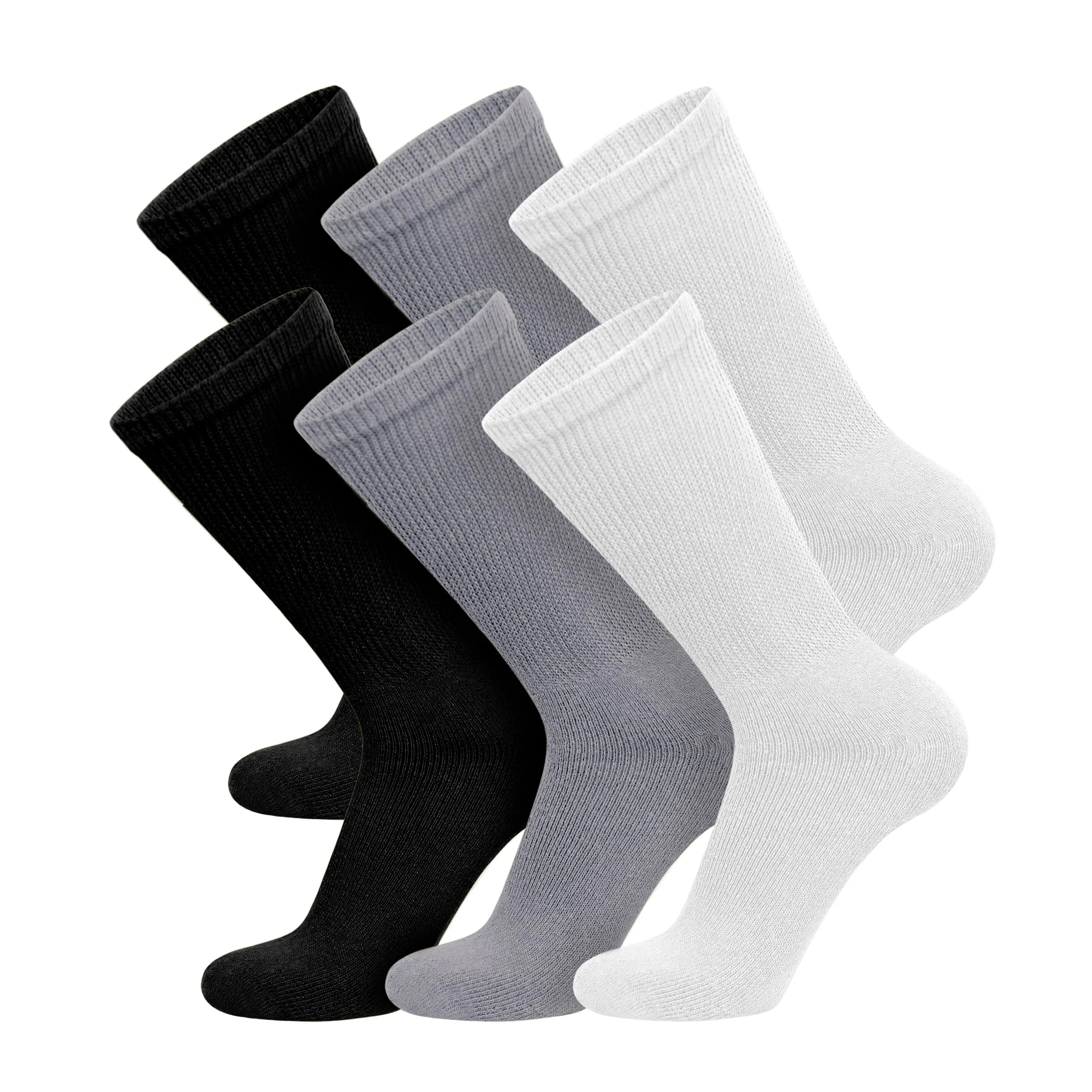 Big and Tall Diabetic Cotton Neuropathy Crew Socks, Size 13-16